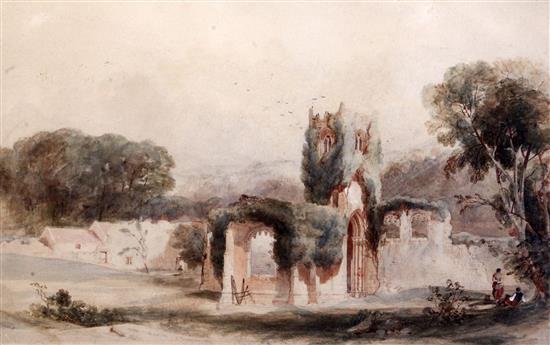 William Richardson (fl.1842-77) Mount Grace Priory 11 x 18in.